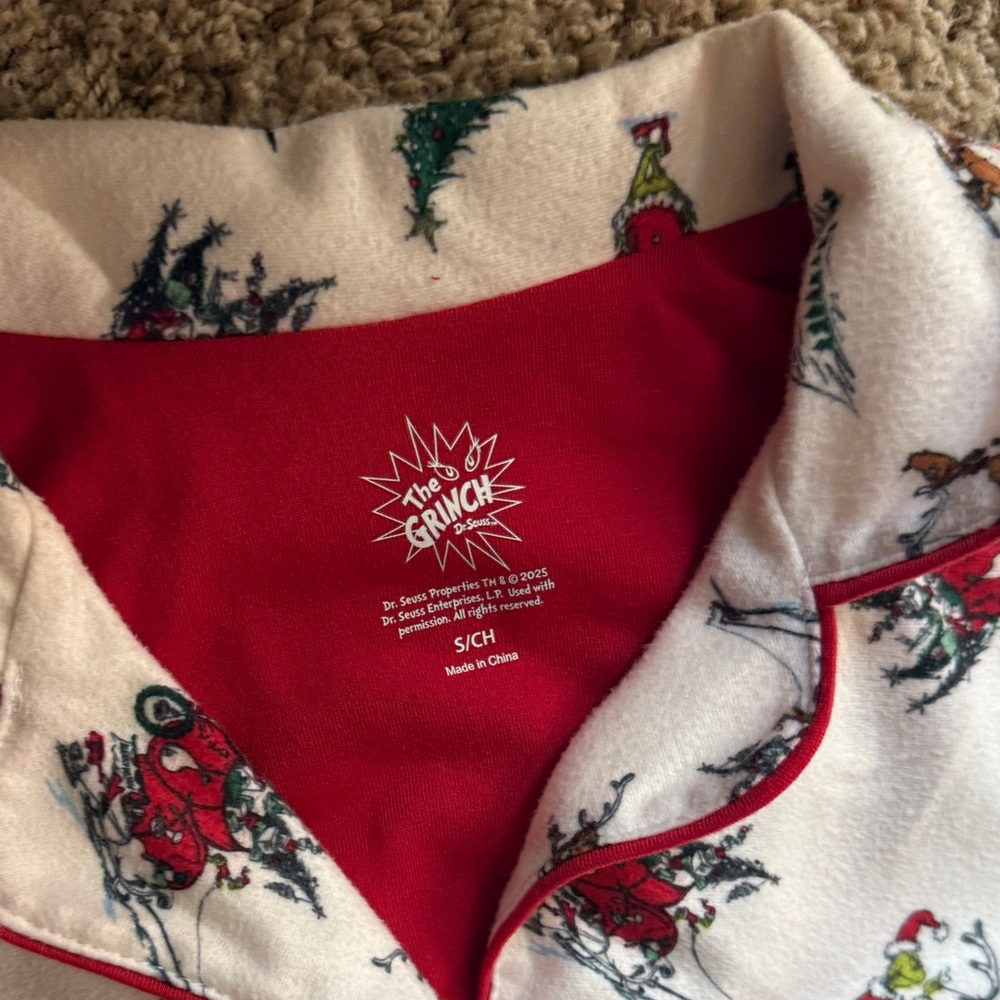 Grinch PJ Set - White with Red and Green Accents - Picture 2 of 5